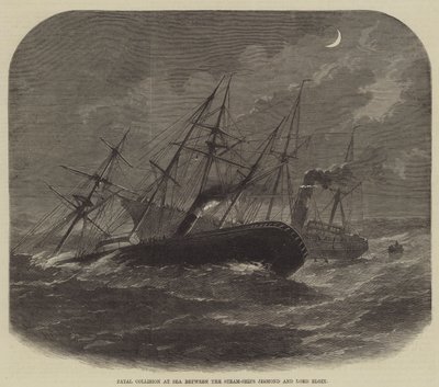 Fatale botsing op zee tussen de stoomschepen Jesmond en Lord Elgin door Henry Spernon Tozer